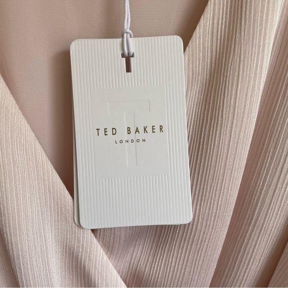 Ted Baker Puff Sleeve Faux Wrap Dress Babydoll Flowy Ted Size 5 = US 14 NWT - Picture 15 of 15